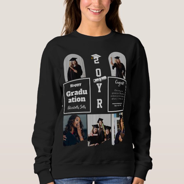 Graduation 5 Photo Celebration Graduate Template T Shirt (Framsida)
