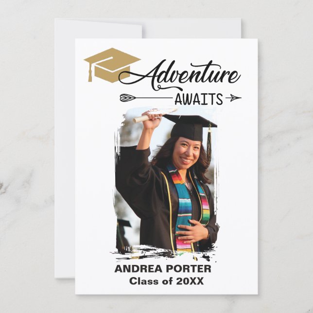 Graduation Adventure Awaits Party Invitation Inbjudningar (Framsida)