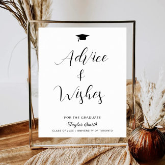 Graduation Advice and Wishes Grad Party Signage Poster