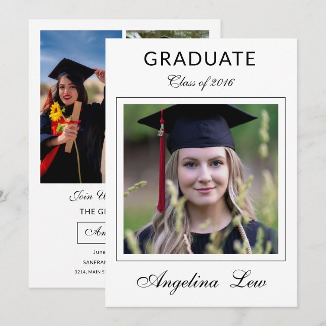 Graduation Announcement Card Template Meddelande (Fram/baksida)