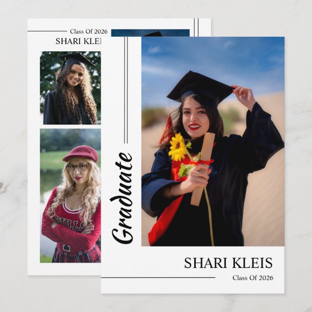 Graduation Announcement Card Template Meddelande (Fram/baksida)