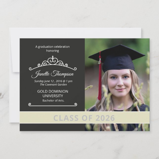 Graduation Announcement Card Template Meddelande (Framsida)