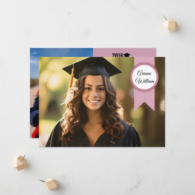 Graduation Announcement Card Template Meddelande (Fram/Back In Situ)