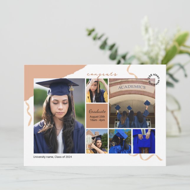 Graduation Announcement Photo Collage Template Meddelande (Stående Fram)