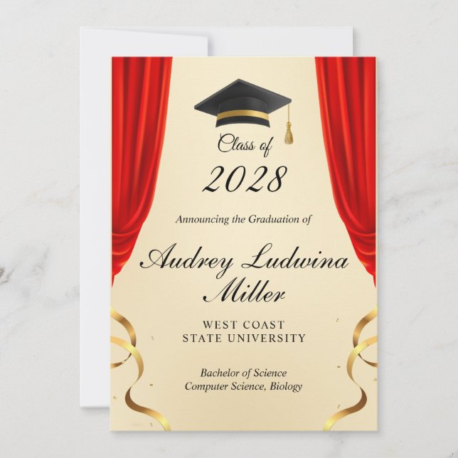 Graduation Announcements No Photo Meddelande (Framsida)