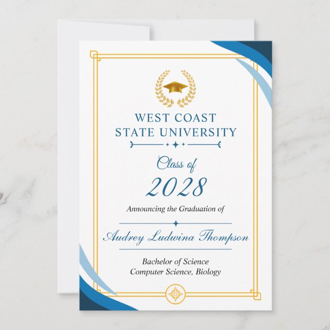 Graduation Announcements Without Photo Meddelande (Framsida)