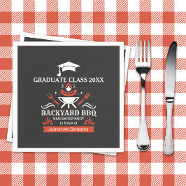 Graduation BBQ Backyard Navy Blue Pappersservett