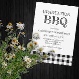 Graduation BBQ Gingham Inbjudningar