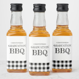 Graduation BBQ Gingham Spritflaskor Etikett
