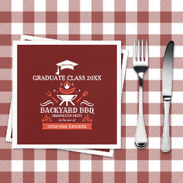 Graduation BBQ Party Backyard Red Background Pappersservett