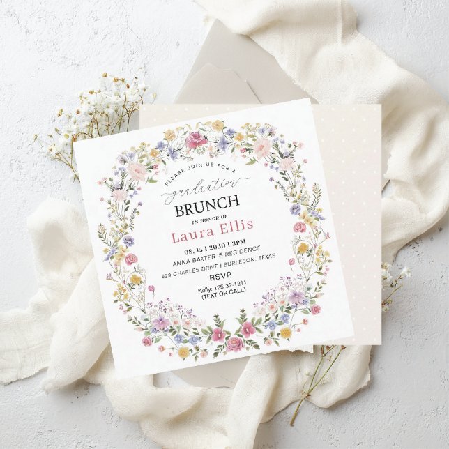 Graduation Brunch elegant modern watercolor Inbjudningar (Skapare uppladdad)