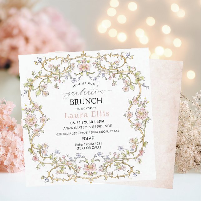 Graduation Brunch elegant modern watercolor Inbjudningar (Skapare uppladdad)