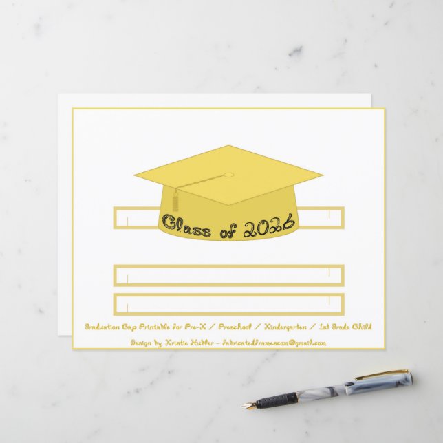 Graduation Cap Gold Party Hat 2026 Back Font (Fram/Back In Situ)