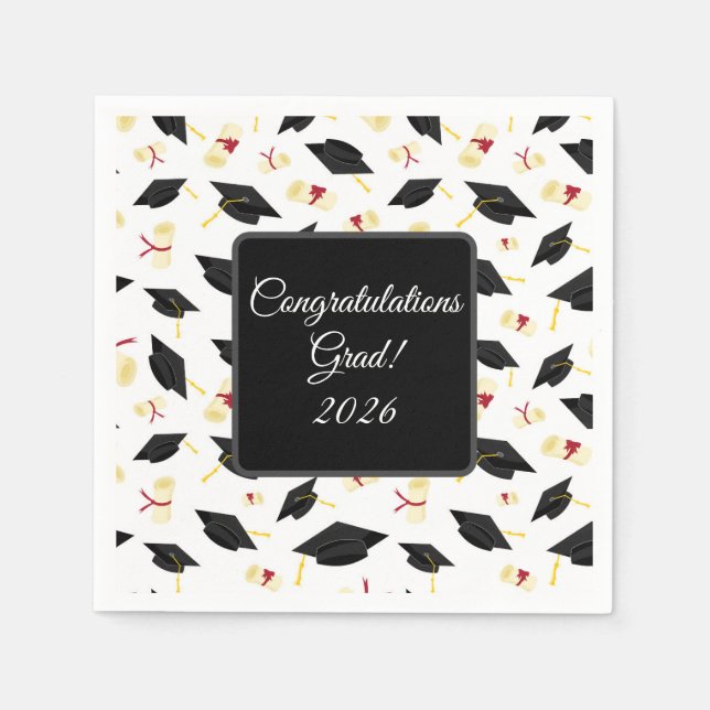 Graduation Cap Napkins Pappersservett (Framsidan)