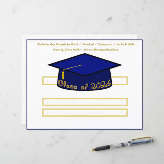 Graduation Cap Navy Blue Party Hat 2026 Gold Font 