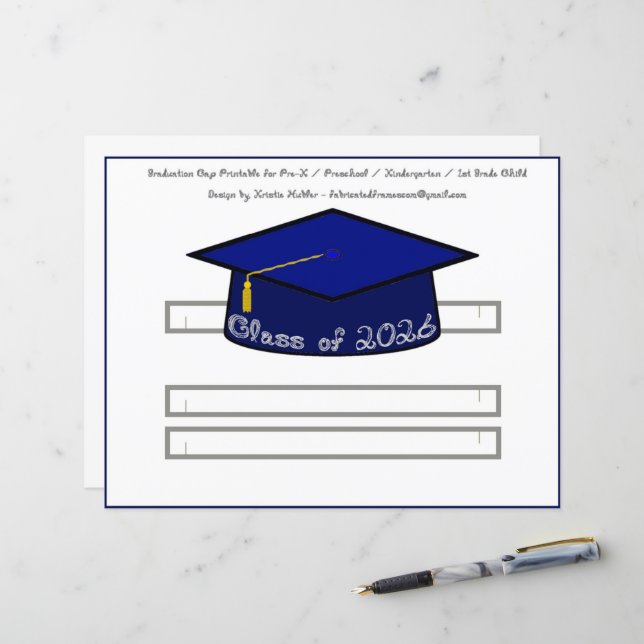 Graduation Cap Navy Blue Party Hat 2026 Silver (Fram/Back In Situ)