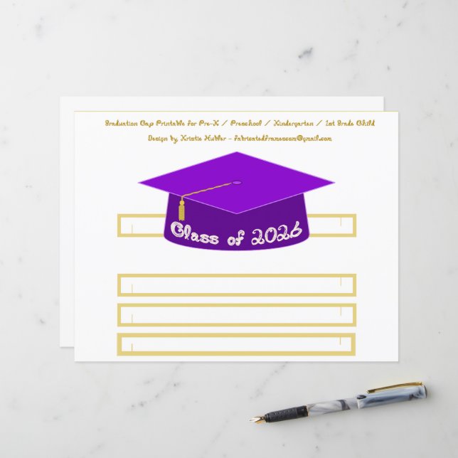 Graduation Cap Purple Party Hat 2026 in White (Fram/Back In Situ)