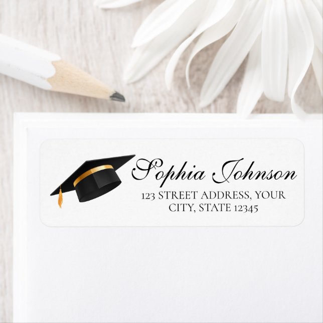 Graduation Cap Returadress  Etikett (Insitu)