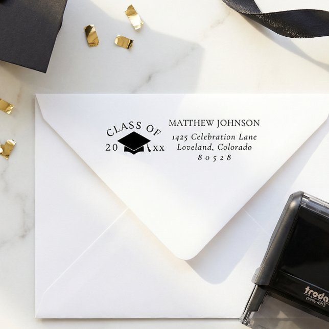 Graduation Cap Return Address Självfärgande Stämpel (Skapare uppladdad)