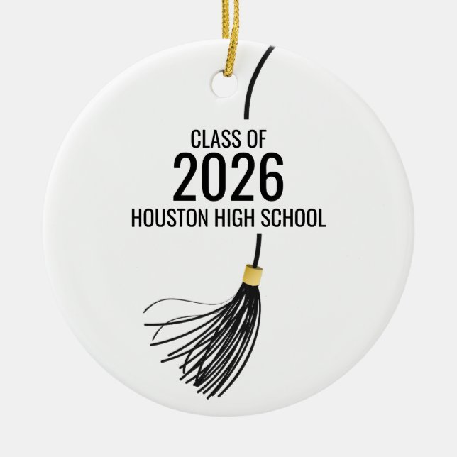 Graduation Cap Tassel Julgransprydnad Keramik (Framsidan)