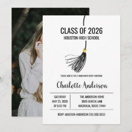 Graduation Cap Tassel Photo Inbjudningar
