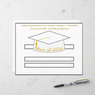Graduation Cap White Party Hat 2026 Gold Font