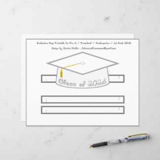 Graduation Cap White Party Hat 2026 Silver Font 