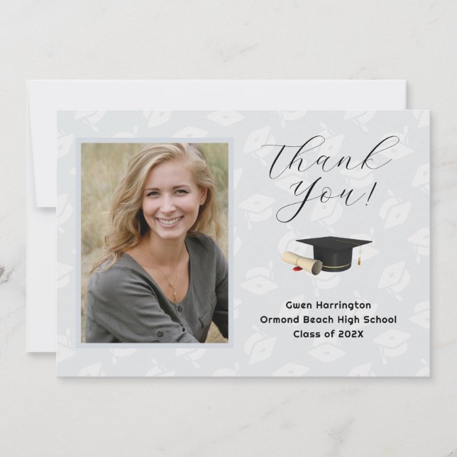 Graduation Caps Photo Thank You Message Cards Inbjudningar (Framsida)