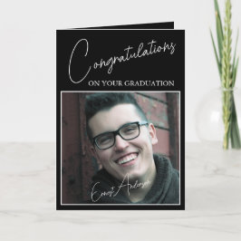 Graduation Congratulations Photo Black White Kort