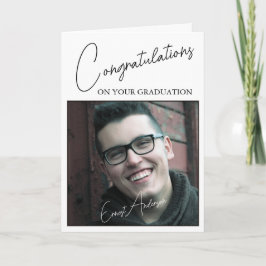 Graduation Congratulations Photo White Black Kort