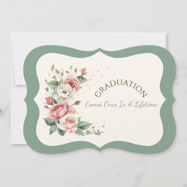 Graduation Daughter Floral Bouquet Invitation Inbjudningar (Framsida)