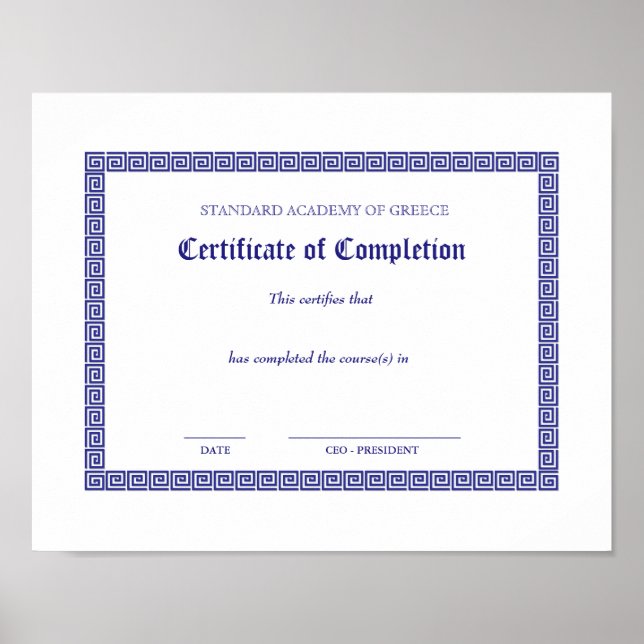 Graduation Diploma Certificate Greek Keys White Bk Poster (Framsidan)