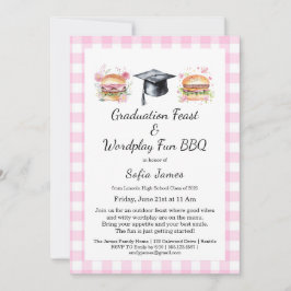 Graduation Feast Wordplay Fun BBQ Invitation Inbjudningar
