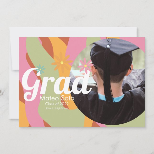 Graduation Foto Groovy Djärv Inbjudan (Framsida)