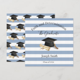 Graduation Invitation Blue Stripe  Inbjudningar