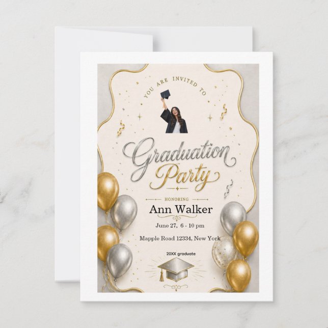 graduation invitation, invitación para graduación (Framsida)
