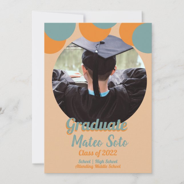 Graduation med Groovy Dots Foto-kort Inbjudningar (Framsida)