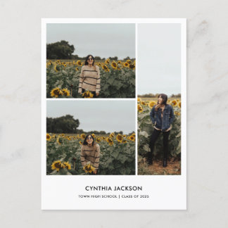 Graduation Minimal Photo Collage Thank You Vykort