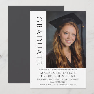Graduation Modern Photo Template Personalized Inbjudningar