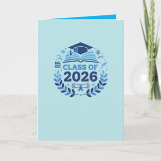 Graduation Motif Class of 2026 BlueTheme Blank Kort