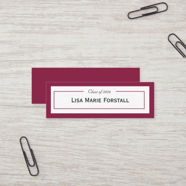Graduation Name Card Mini Visitkort (Fram/Back In Situ)