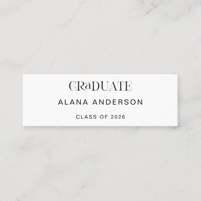 Graduation Name Card Modern Minimalist Mini Visitkort (Framsida)