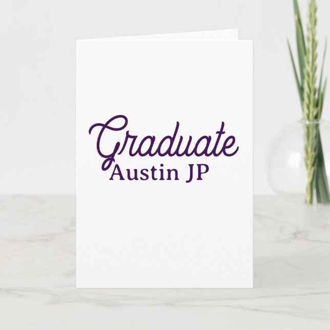 Graduation name purple simple minimal stylish call kort (Framsida)