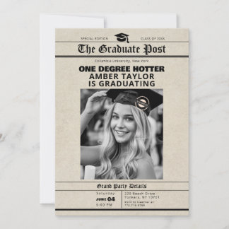 Graduation Newspaper “One Degree Hotter” Photo Inbjudningar