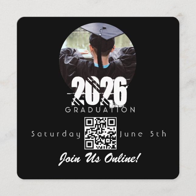 Graduation Online Invitation QR Code 2026 Inbjudningar (Framsida)