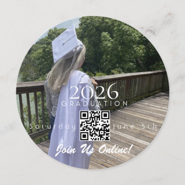 Graduation Online Invitation QR Code 2026 Inbjudningar (Framsida)
