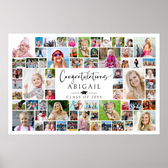 Graduation Party 64 Photo Collage Memory Poster (Framsidan)