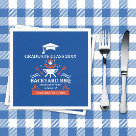 Graduation Party  BBQ Backyard Blue Pappersservett