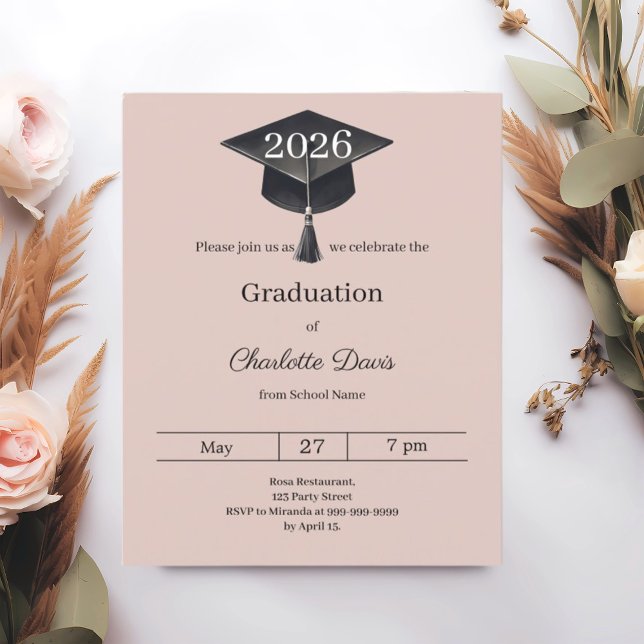 Graduation party blush pink class 2026 invitation (Skapare uppladdad)