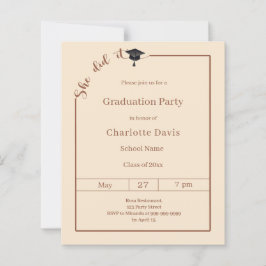 Graduation party Campagne She did it invitation